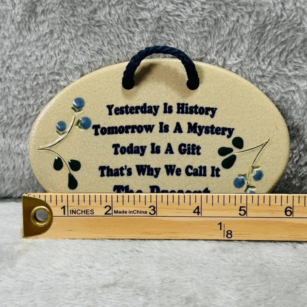 Mountain Meadows Pottery Inspirational Plaque The Present Handmade USA Wall Art